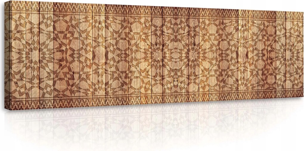 Vászonkép 145x45 Fa fali szobor geometrikus motívummal a nappaliba