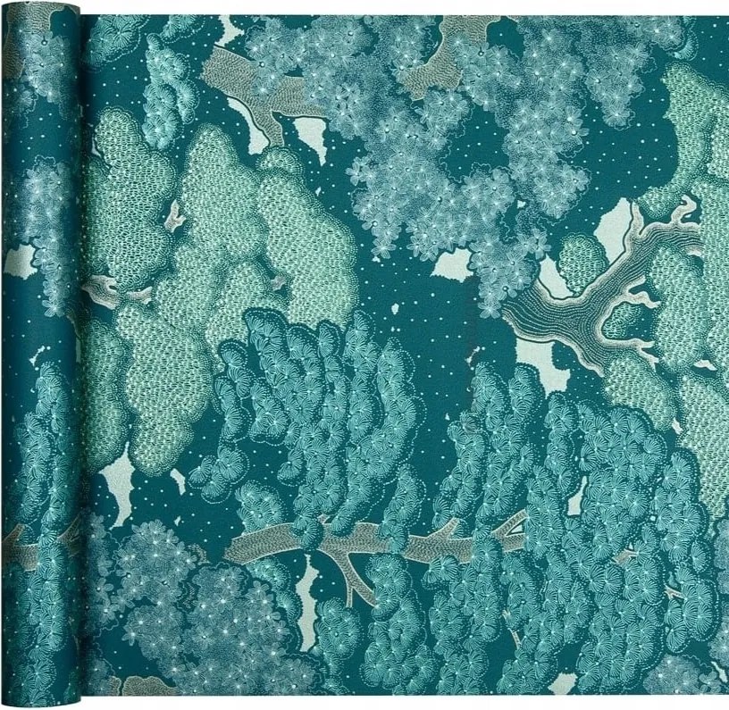 Kék bonsai fenyők tapéta vlies alapon