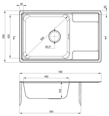 Deante ZEO_011C - Mosogató SOUL 50x79 cm szatén