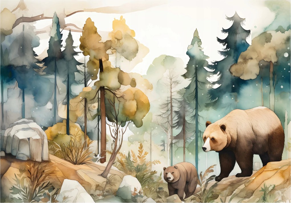 Fotótapéta Gyerekeknek Állatok Erdő Fák 254x184