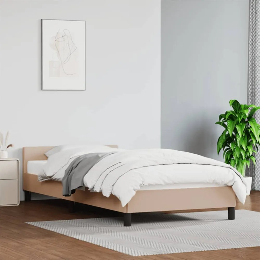 kávészínű ágykeret fejtámlával matrac nélkül 100x200 cm
