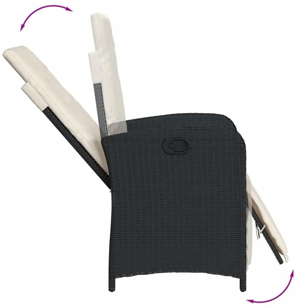 3 részes fekete polyrattan bisztrógarnitúra párnával