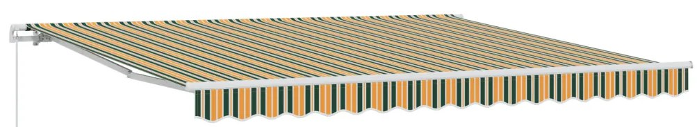 Kézi behúzható napernyő zöld és sárga 400x300 cm