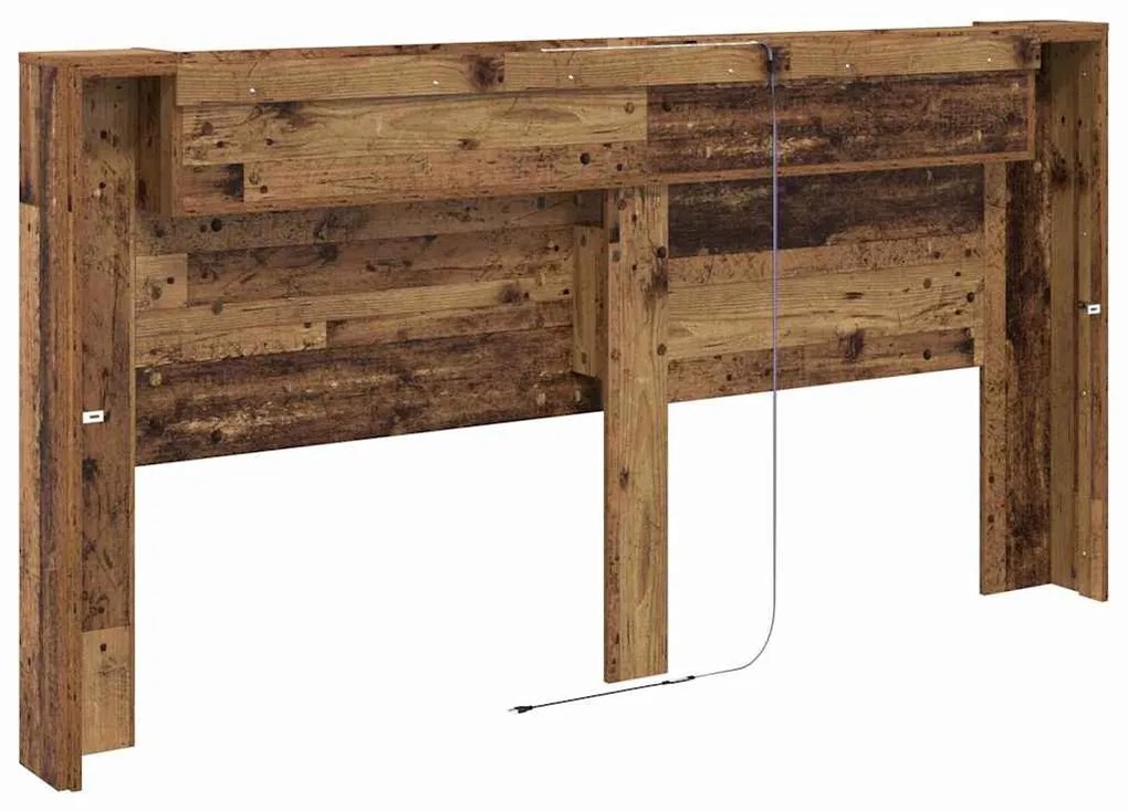 Fejtámla LED -es lámpákkal Öreg fa 200 x 15 x 103,5 cm Faanyag