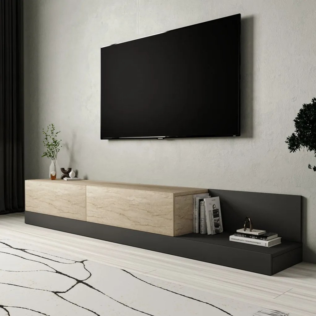 Major TV-állvány, travertin-antracit, 180 cm