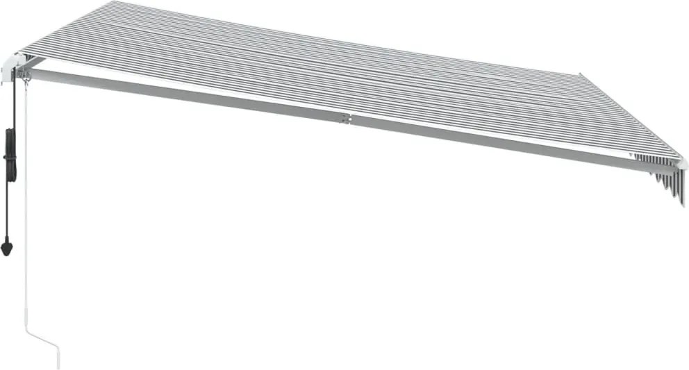 Antracitszürke-fehér LED-es automata napellenző 400 x 350 cm