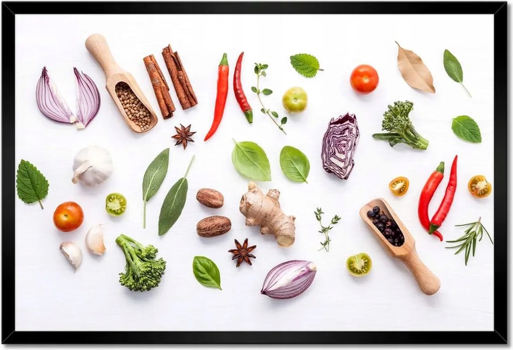 Poszter keretben 60x40 Friss gyógynövények menta ánizs