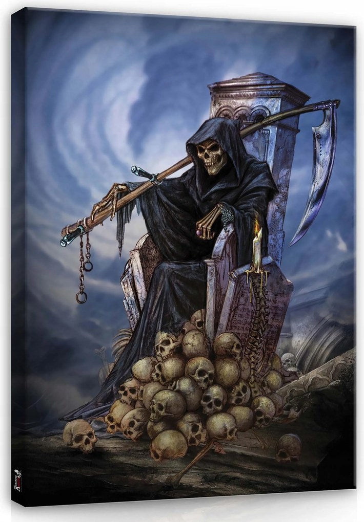 Vászonkép 75x100 Halál Kaszás koponya sötét kísérteties elkerülhetetlen vég