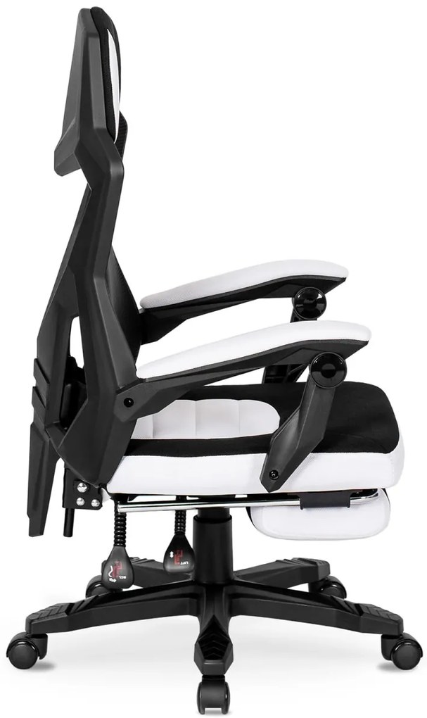 Gamer Forgószék Fekete/Fehér Színben. Teherbírás: 150 kg. BING