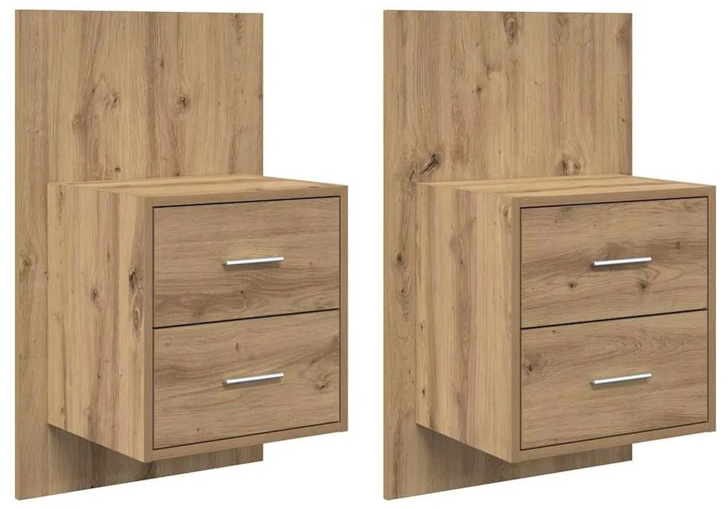 vidaXL Fali éjjeli szekrény 2 pcs Artisan tölgy 48,5 x 32,5 x 80 cm