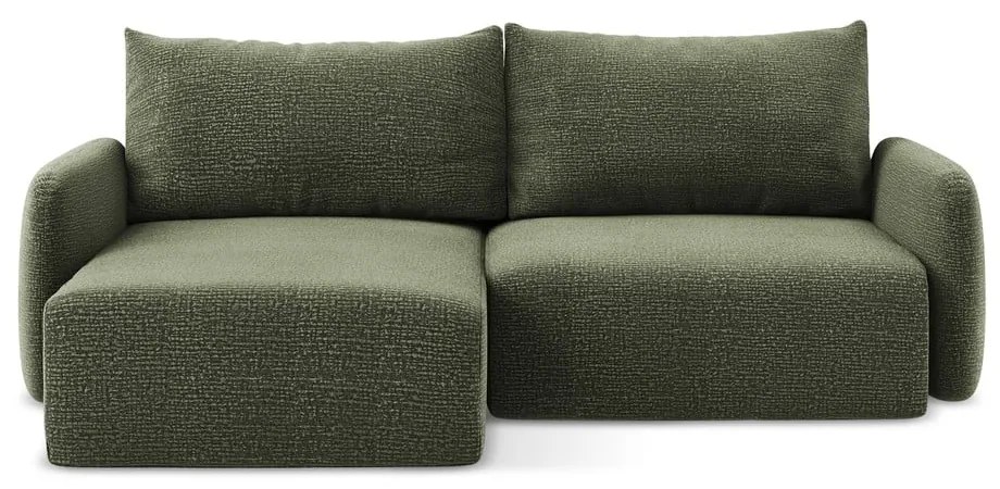 Zöld kinyitható-tárolóhelyes sarokkanapé (bal oldali) Kalena – Makamii