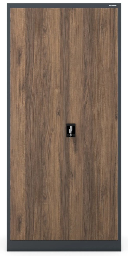 Fém iratszekrény JAN H, 900 x 1950 x 400 mm, Eco Design: antracit/ dió