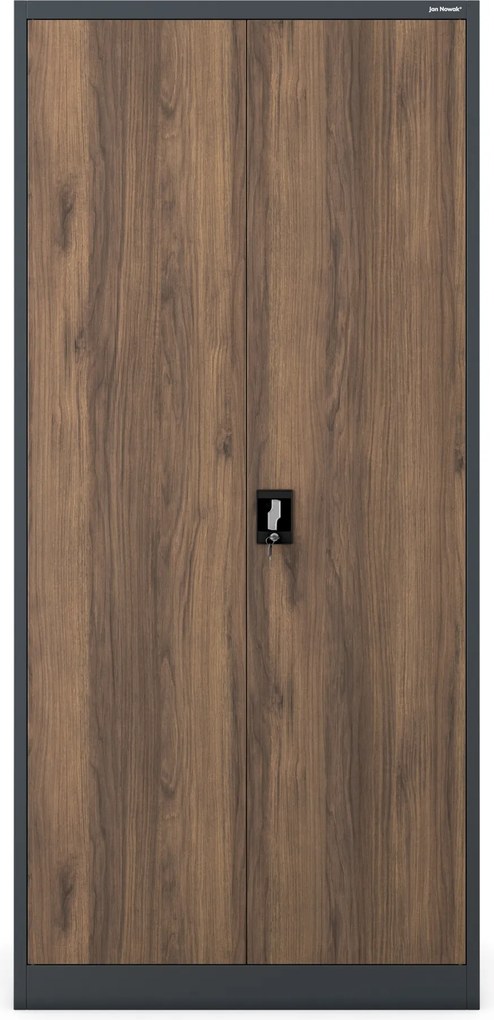 Magas fém dokumentumszekrény, antracit/dió, 900x1950x400 mm: JAN H Eco Design