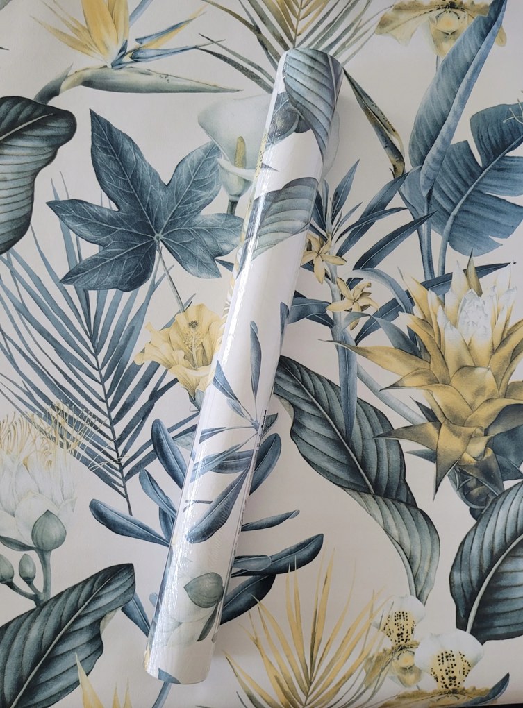 Fali tapéta, 3D hatás, virágok, levelek, növényzet, A91002