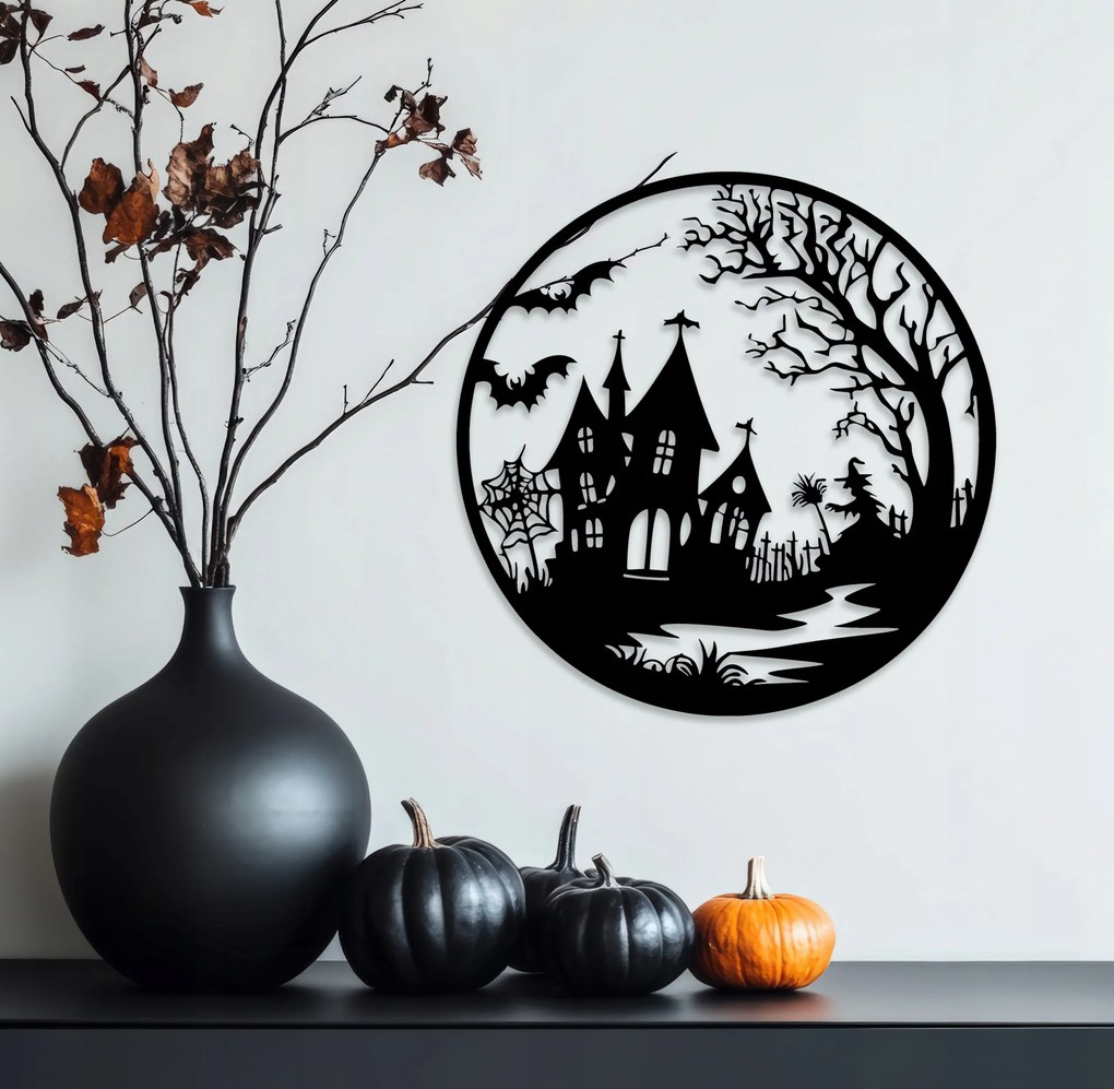 Halloween fali dekoráció Kísértetház Wallart dekoráció 24cm