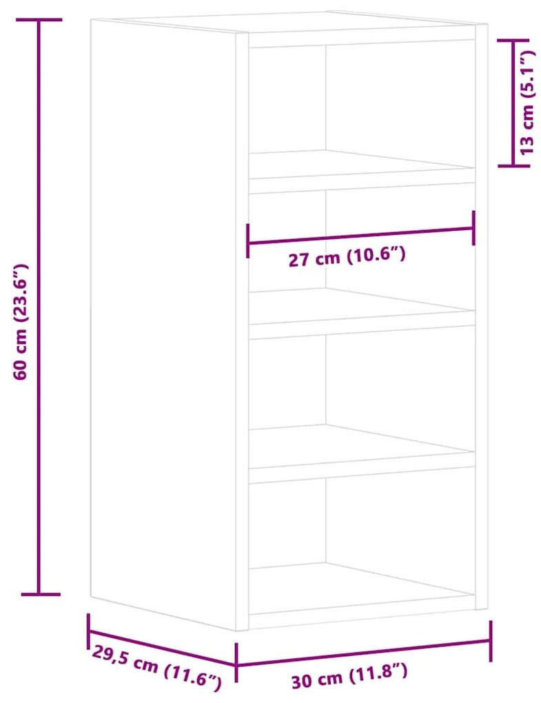 “Riga” betonszürke szerelt fa függő szekrény 30x29,5x60 cm