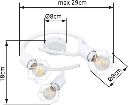 Globo 54802W-3 Mennyezeti spotlámpa, fém fehér, fehér fém rács, ø:230mm, M:180mm, 3xE14 40W 230V izzók nélkül