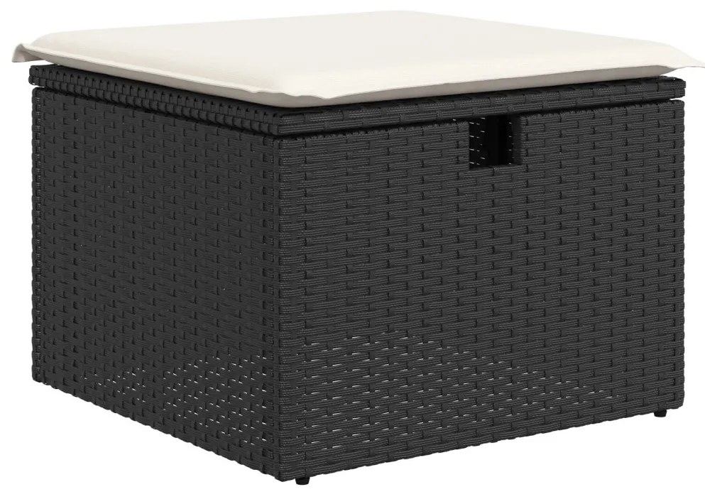 9 db-os Kert Sofa Szett Párnákkal Fekete Poli Rattan