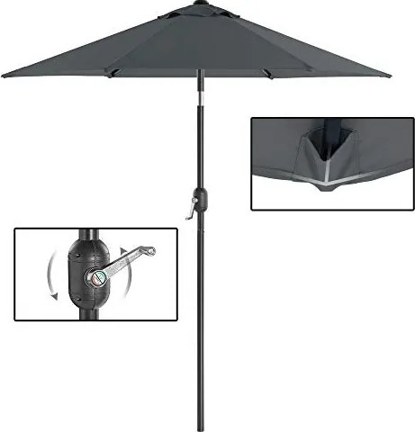 Kerti Napernyő  2,1 m, UPF 50+,  dönthető, talp Nélkül, szürke