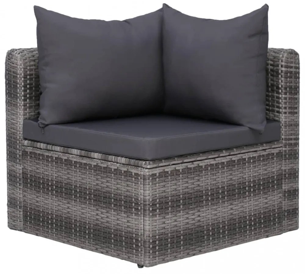 vidaXL 8-részes szürke polyrattan kerti bútorszett párnákkal