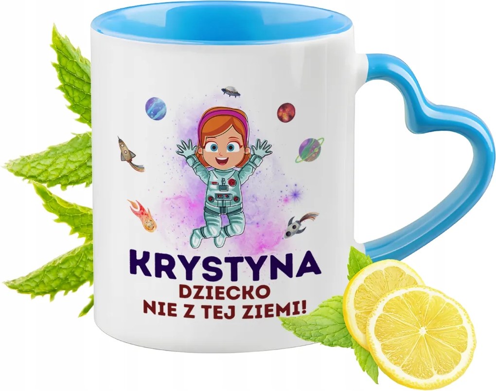 Kék bögre szív alakú füllel Krisztina számára Ideális Ajándék