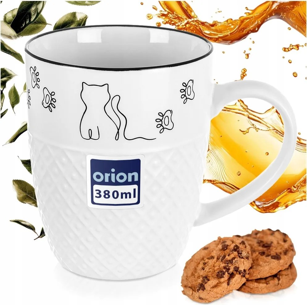 Cica bögre kávé ital tea gyógynövények porcelán fehér 380 ml