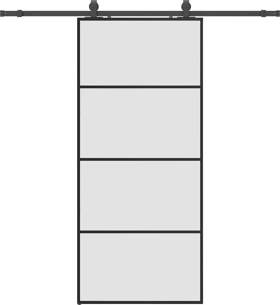 vidaXL fekete ESG üveg tolóajtó fémszerelvény-szettel 90x205 cm