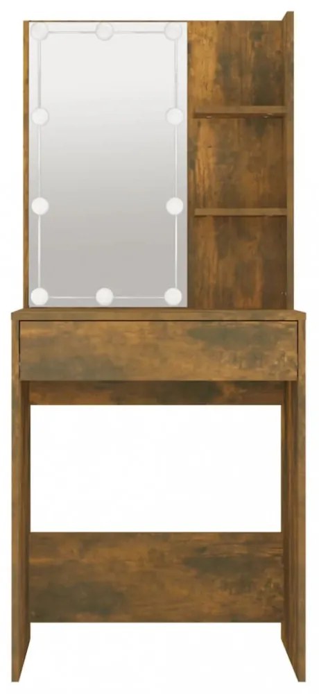 füstös tölgy színű LED-es fésülködőasztal 60 x 40 x 140 cm