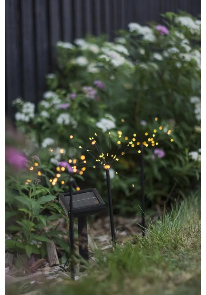 Napelemes LED talajba szúrható kültéri lámpa szett 3 db-os (magasság 40 cm) Firework – Star Trading