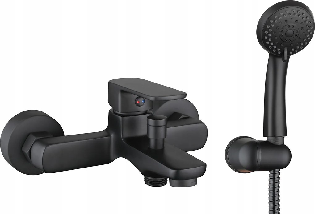 Kádtöltő csaptelep gömb alakú fali Duro. Ombra Fekete Matt Ruhaszőnyeg.