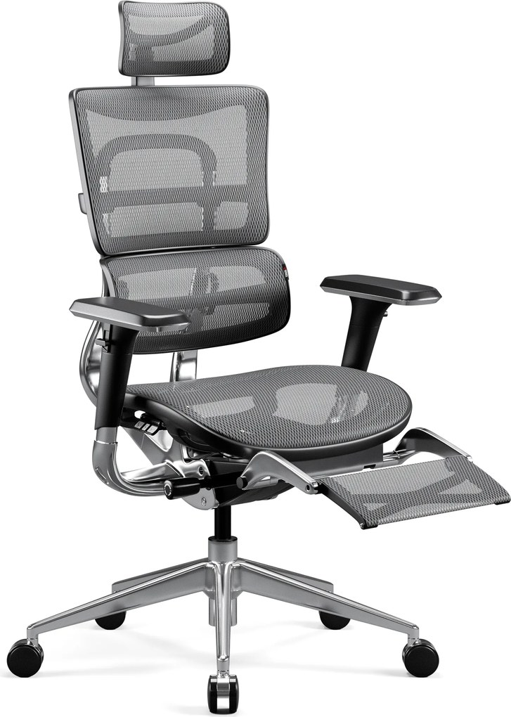 Ergonomikus irodai szék lábtartóval Normal Size, fekete-szürke: Diablo V-Master