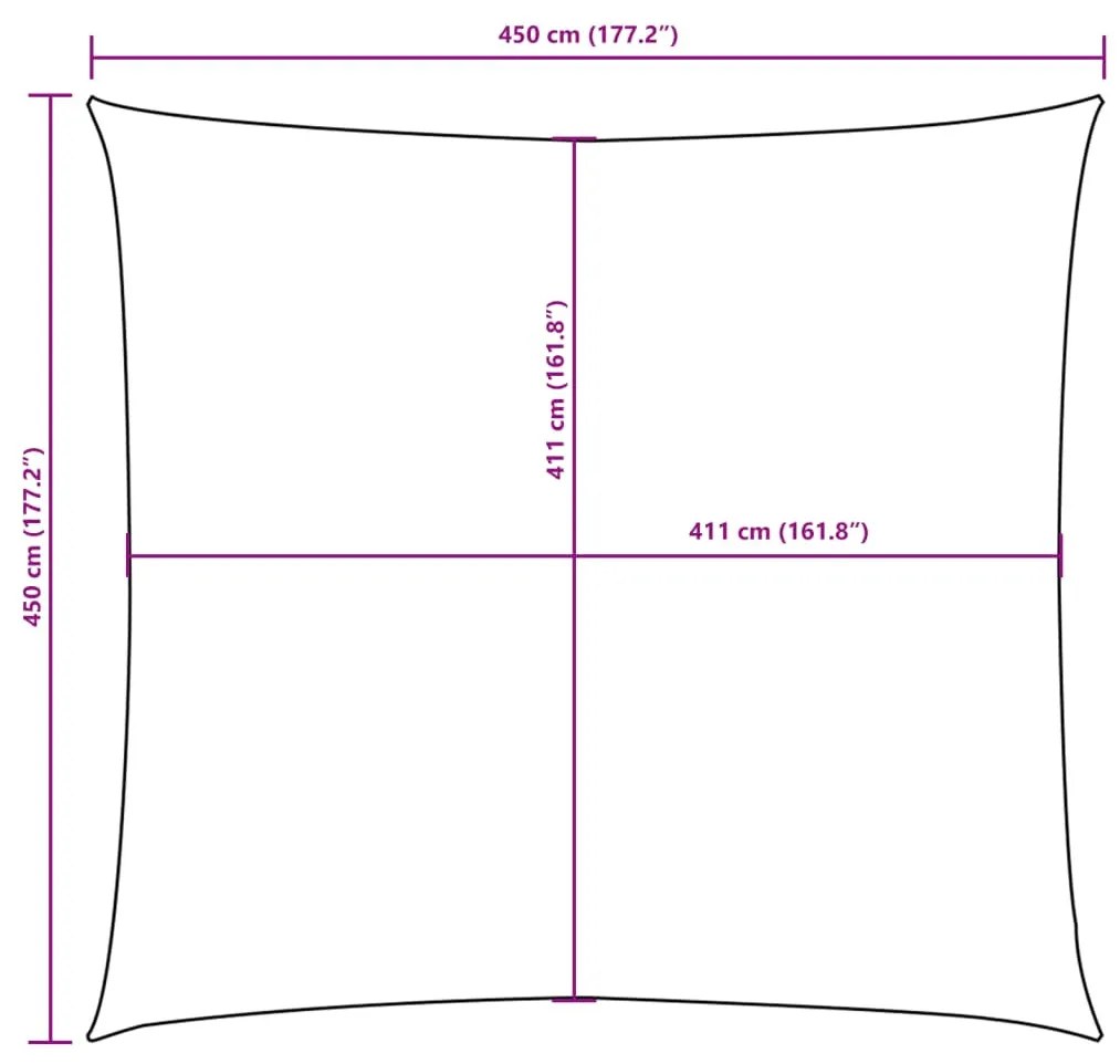 piros négyzet alakú oxford-szövet napvitorla 4,5 x 4,5 m