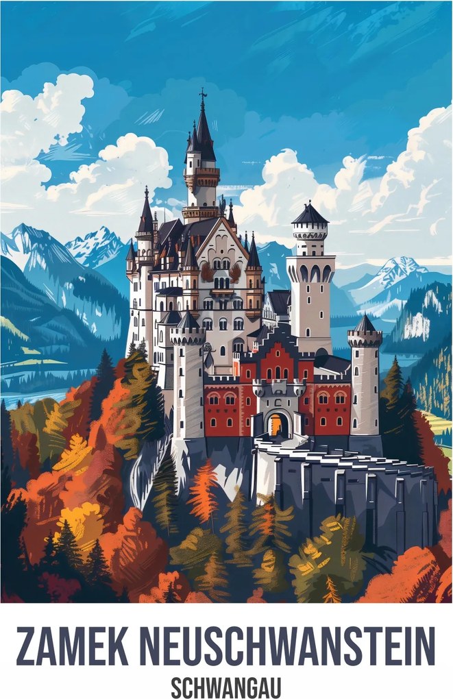 Poszter 15x20cm Neuschwanstein kastély