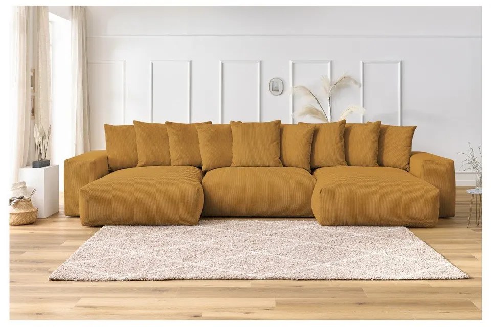 Mustársárga kordbársony sarokkanapé Voltaire – Bobochic Paris
