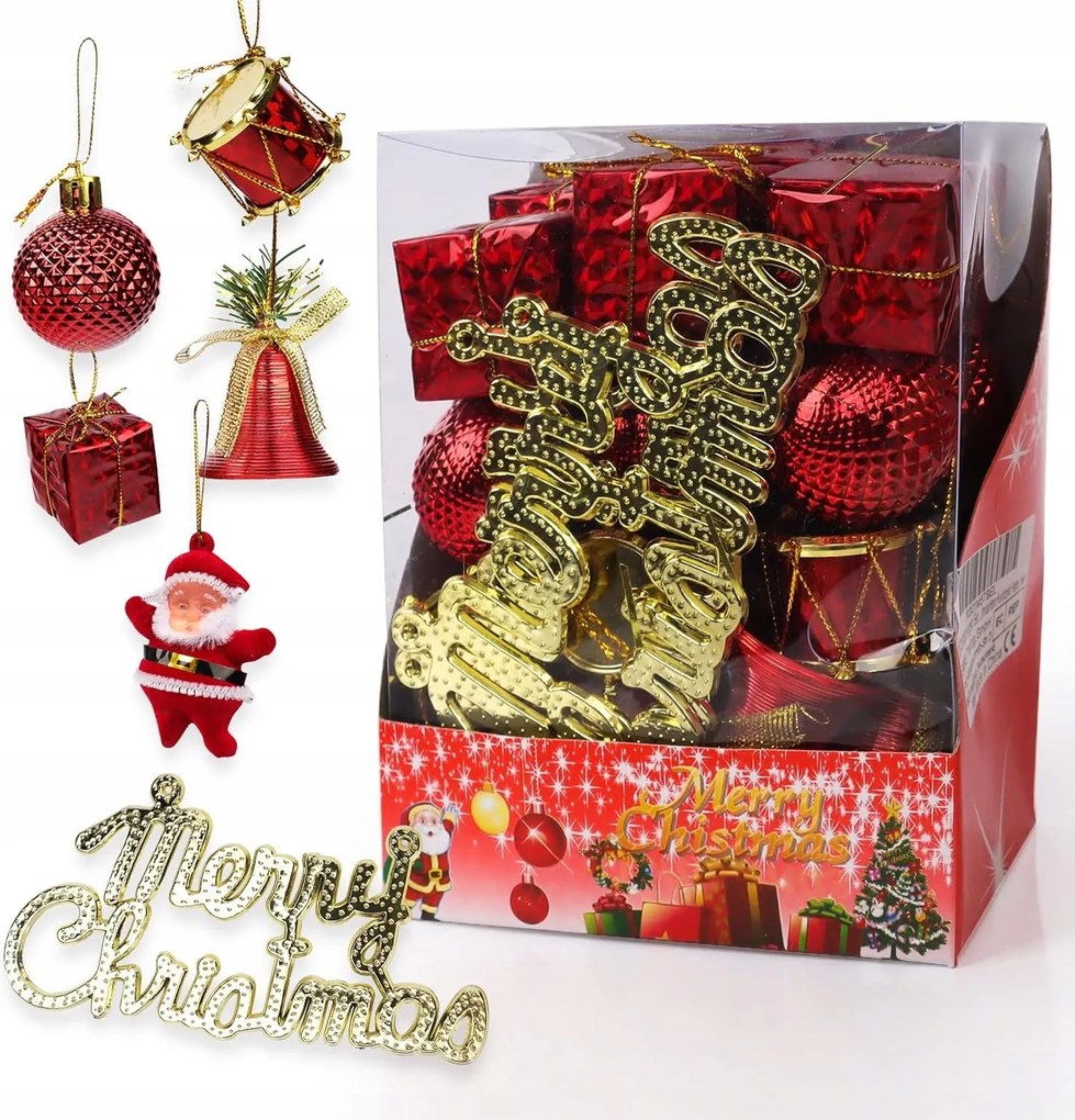 Karácsonyfadíszek csillogó karácsonyi gömbök piros gömb szett