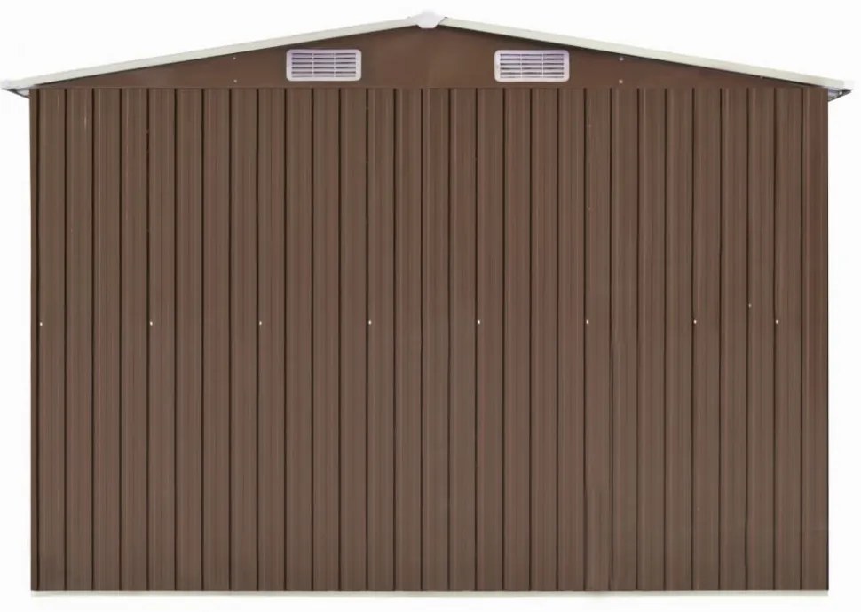 barna fém kerti fészer 257 x 580 x 181 cm