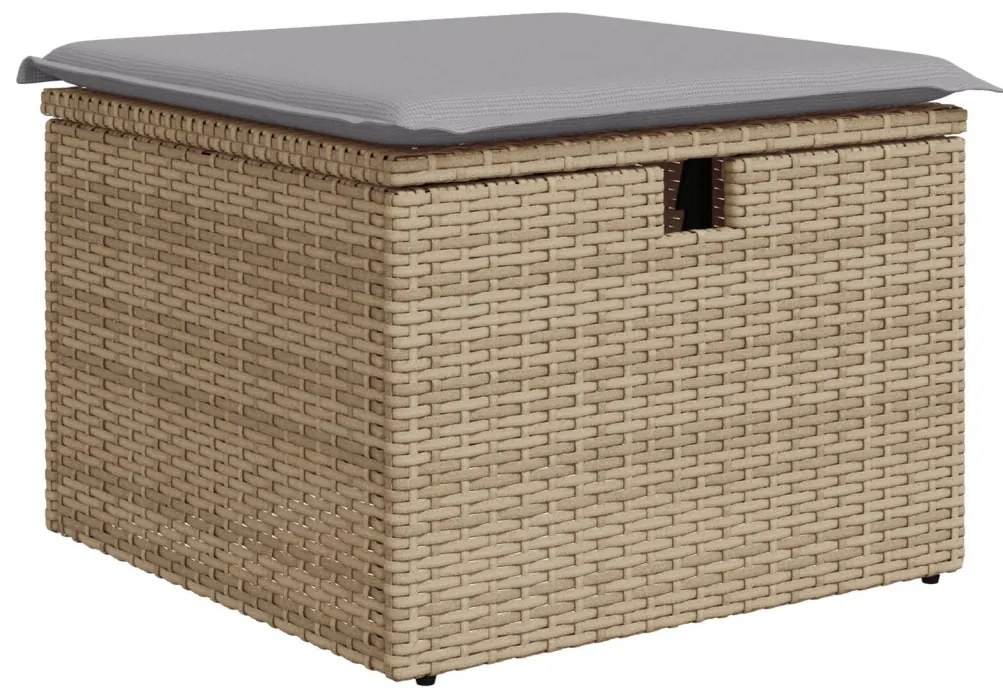 7 Darabos Kerti Sofa Készlet Párnákkal Bézs Poli Rattan, 2 Személyes Kerti Sofa Párnákkal Bézs Poli Rattan