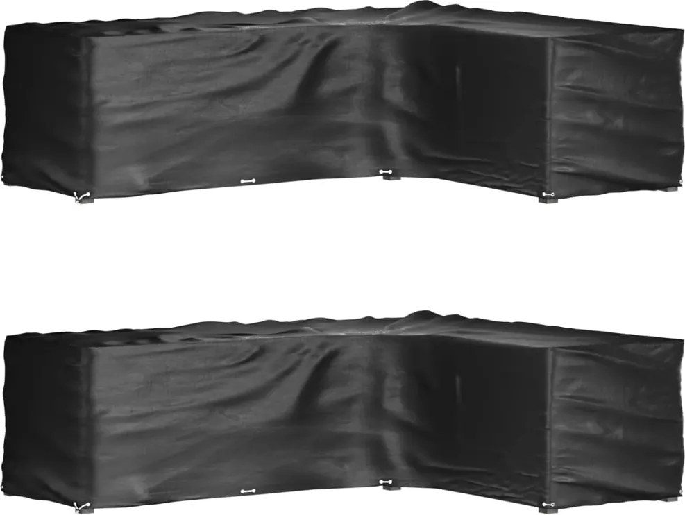 vidaXL 2 db L-alakú kerti bútorhuzat 18 fűzőlyukkal 285x220x80 cm
