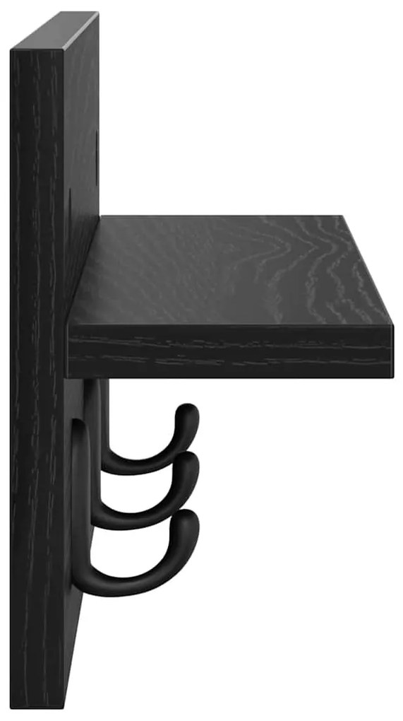 Fali Kabáthorog polcokkal Musta tammi 40 x 10.5 x 18 cm Faanyag