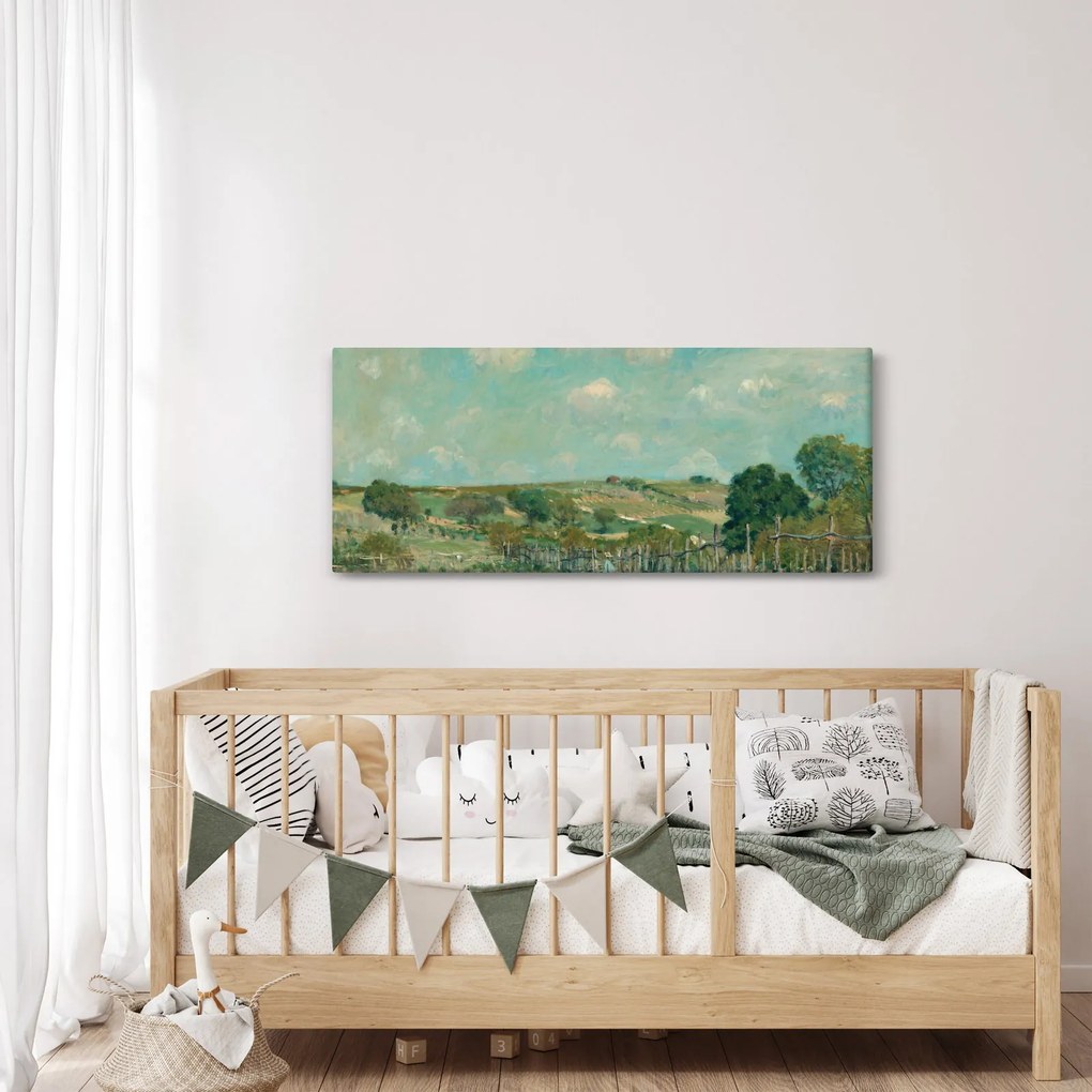 Kép - Alfred Sisley, Meadow, reprodukciók (120x50 cm)