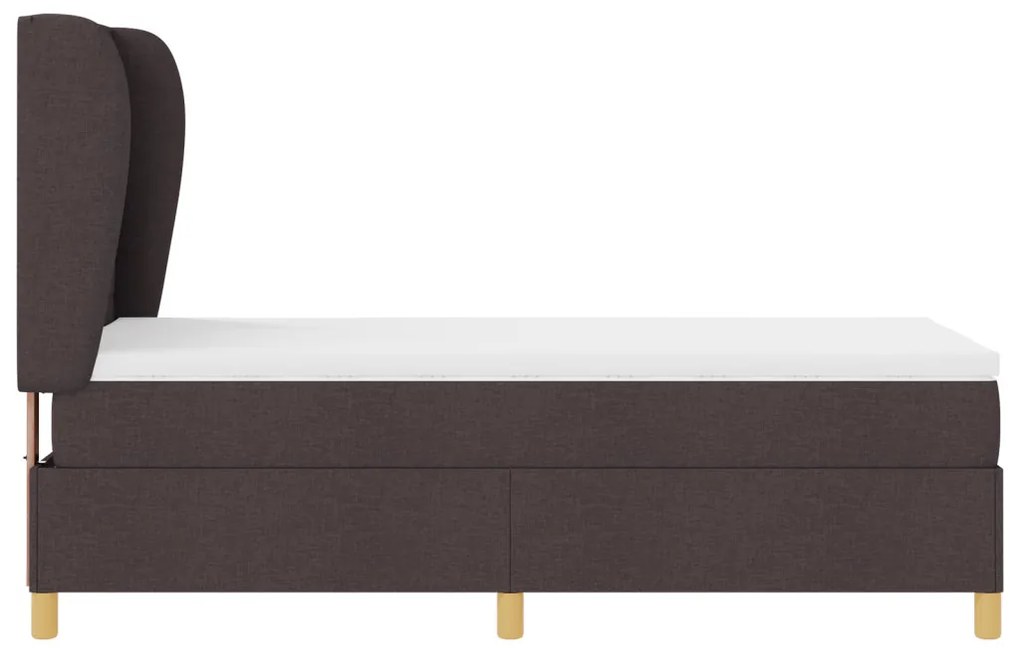 Boxspring Ágy Matrac nélkül Sötétbarna, 90x200 cm, Szövet