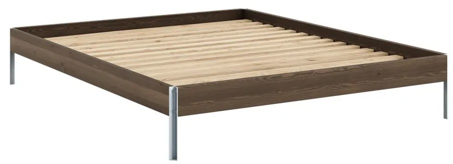 Barna borovi fenyő franciaágy ágyráccsal 160x200 cm Core – Karup Design