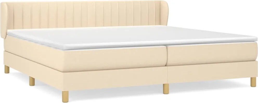 vidaXL krémszínű szövet rugós ágy matraccal 200 x 200 cm