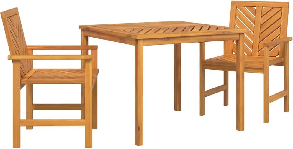 vidaXL Kert étkező szett 3 pcs Barna Tömör Akácfa