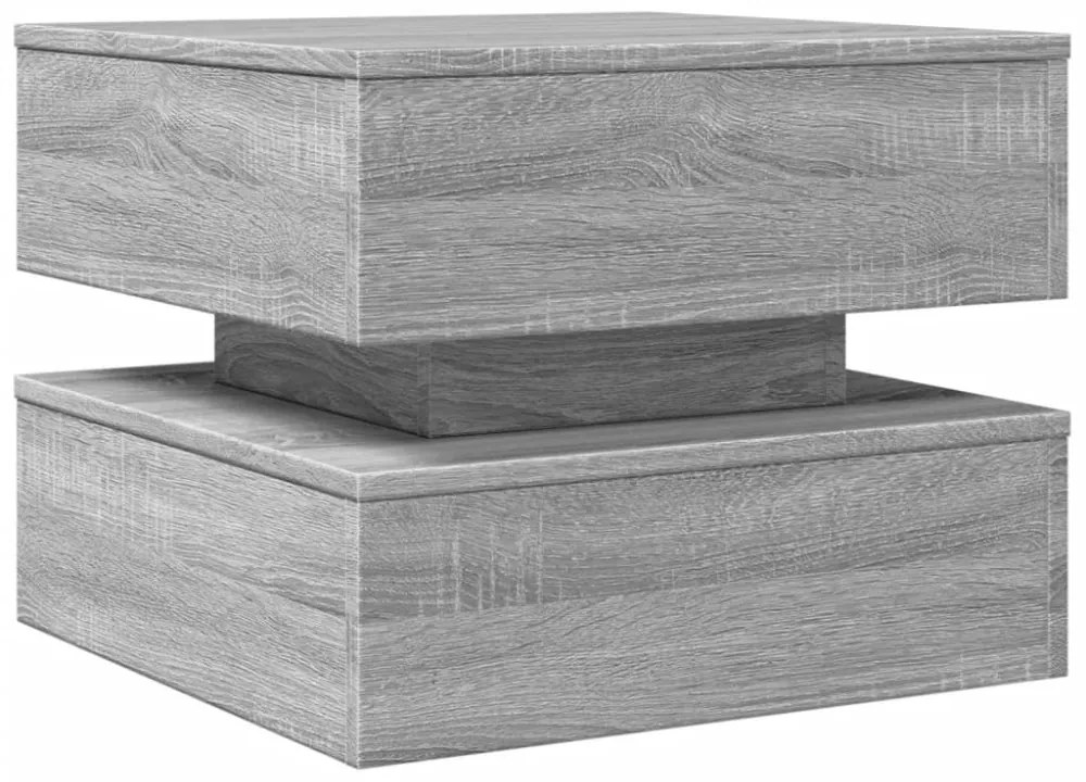 vidaXL szürke sonoma színű dohányzóasztal LED-lámpákkal 50x50x40 cm