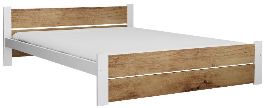 IKAROS DOUBLE ágy 180 x 200 cm, tölgy artisan/fehér Ágyrács: Lamellás ágyrács, Matrac: Deluxe 10 cm matrac