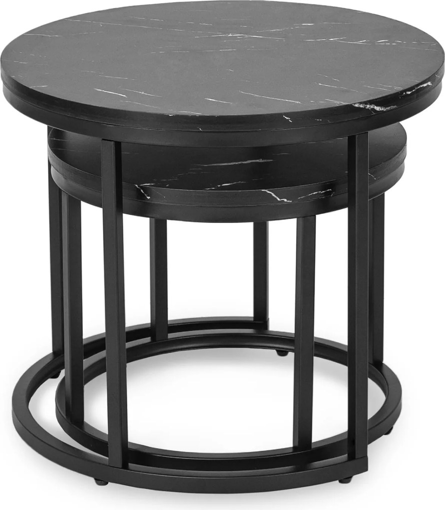 Dohányzóasztal szett fekete márvány hatású felülettel MAURO