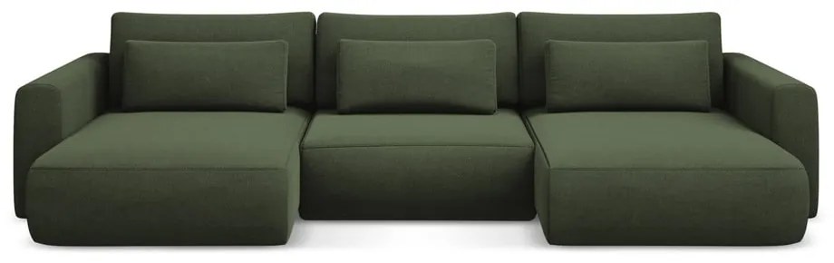 Khaki kinyitható-tárolóhelyes (U alakú) sarokkanapé Kapua – Makamii