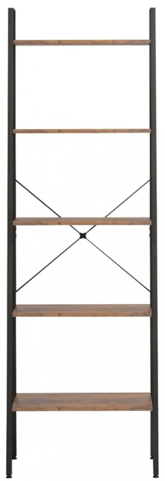 5 szintes sötétbarna és fekete állópolc 56 x 35 x 174 cm