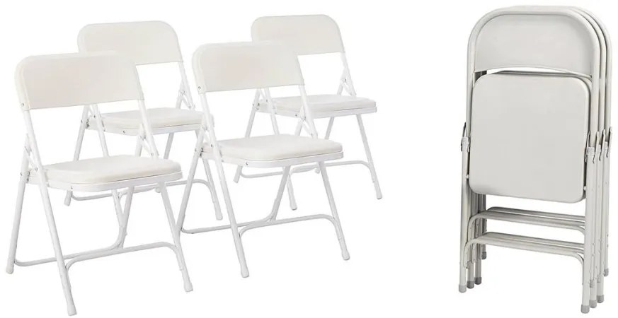 Párnázott, összecsukható szék 4 db-os, fehér színben